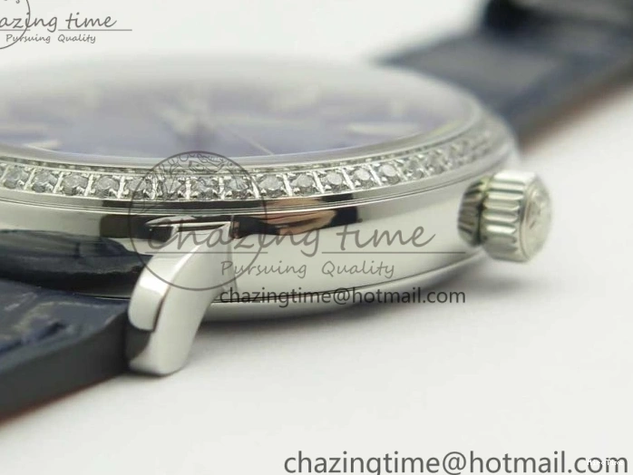 MIROTIME 0210 Fashionable Portofino IW458101 Diamond Bezel SS MK 1:1 Best Edition Blue Dial On Blue Leather Strap MIYOTA 7169